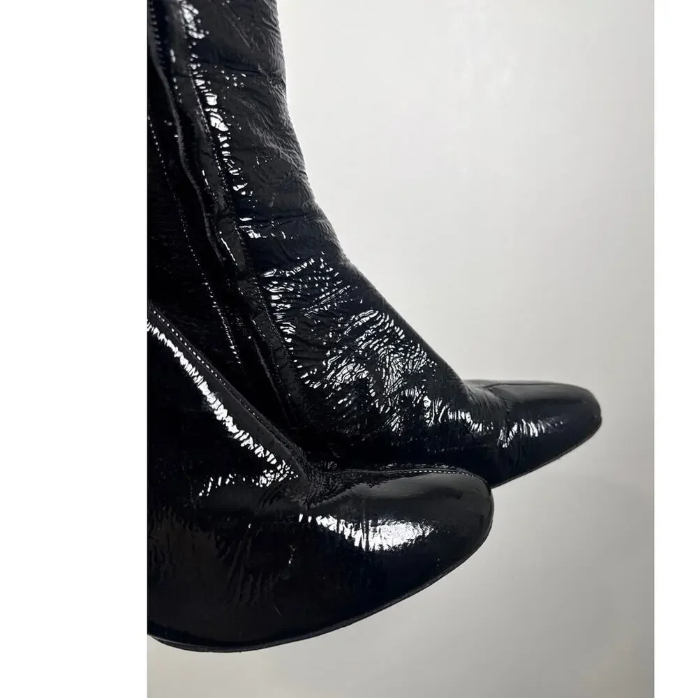 Chloe Knee-High Leather Boots Snap-Button Gothcore 38.5 (US 8)